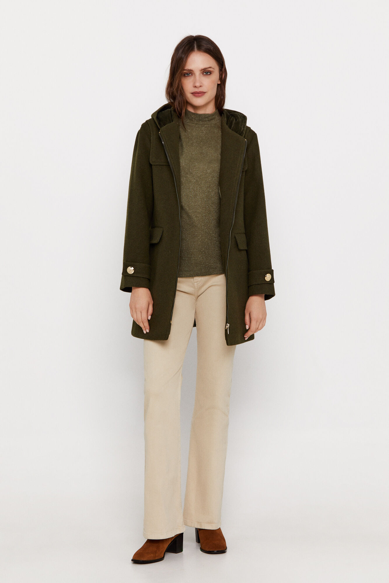 Abrigo capucha cremalle Abrigos y parkas de mujer Cortefiel
