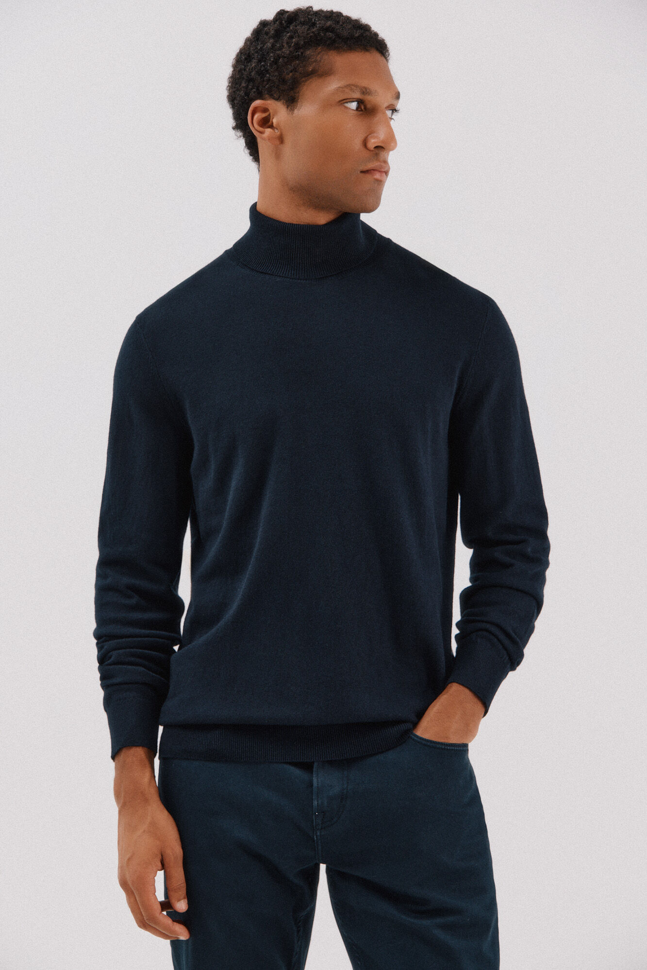 Cortefiel Cotton/silk cashmere high neck jumper