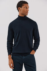 Cortefiel Cotton/silk cashmere high neck jumper Navy
