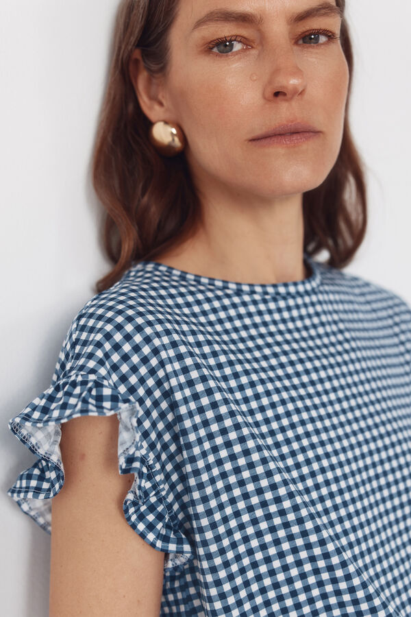 Cortefiel Camiseta b&aacute;sica volante Estampado azul