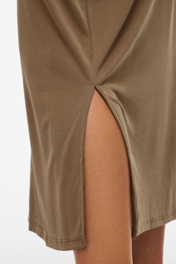 Vila Modal boat neck midi dress Brown