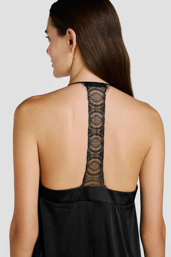 Vila Long lace strap dress Black