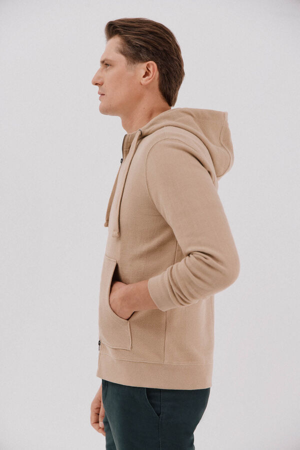 Cortefiel Hooded cardigan Beige