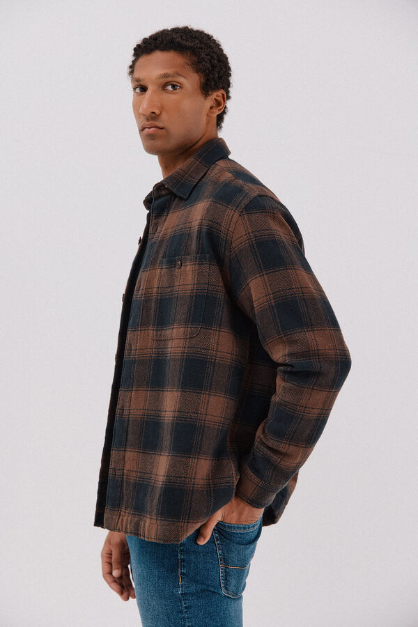 Cortefiel Quilted overshirt Brown