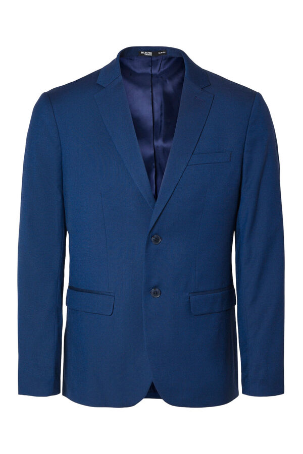 Selected Americana de traje Slim Fit confeccionada con materiales reciclados. Azul