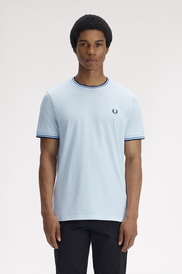 Fred Perry T-shirt with two-stripe trim Blue