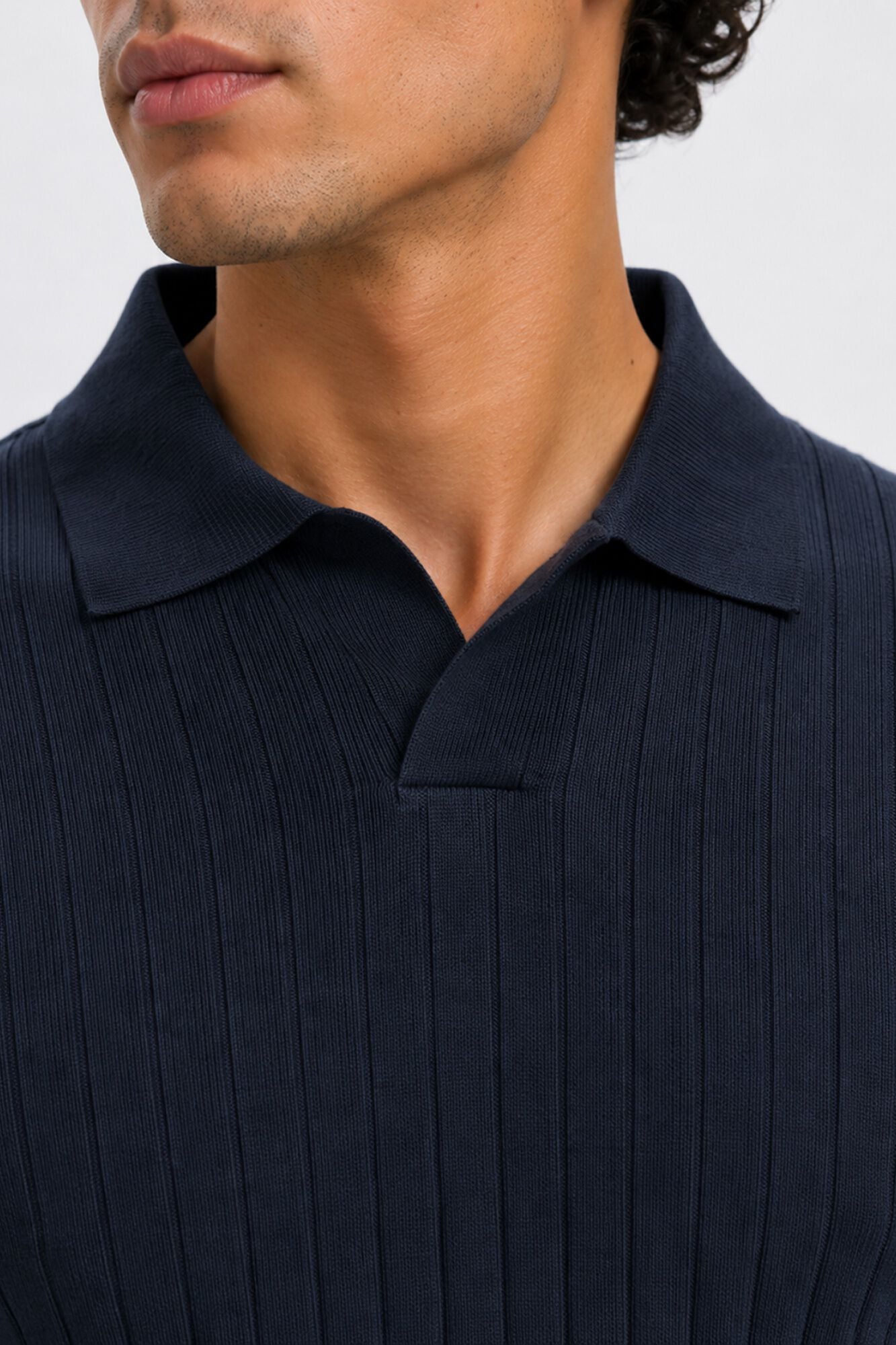 Selected Polo de malha canelada