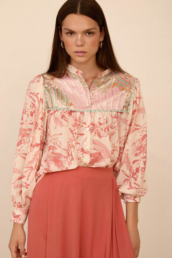 Meisie Blusa estampada bimaterial Impress&atilde;o