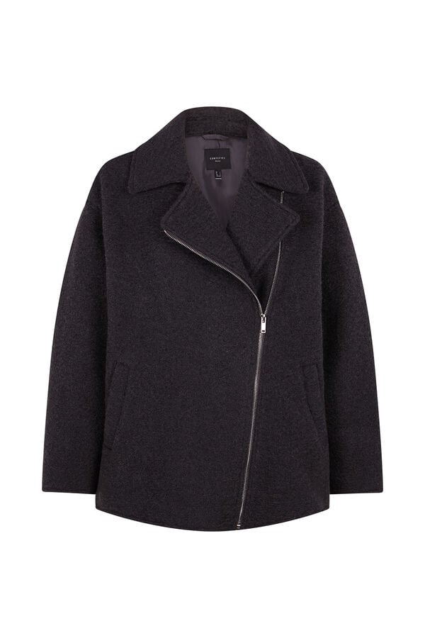 Cortefiel Short biker-style coat Dark grey
