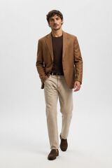 Selected Linen jacket with flap Nude