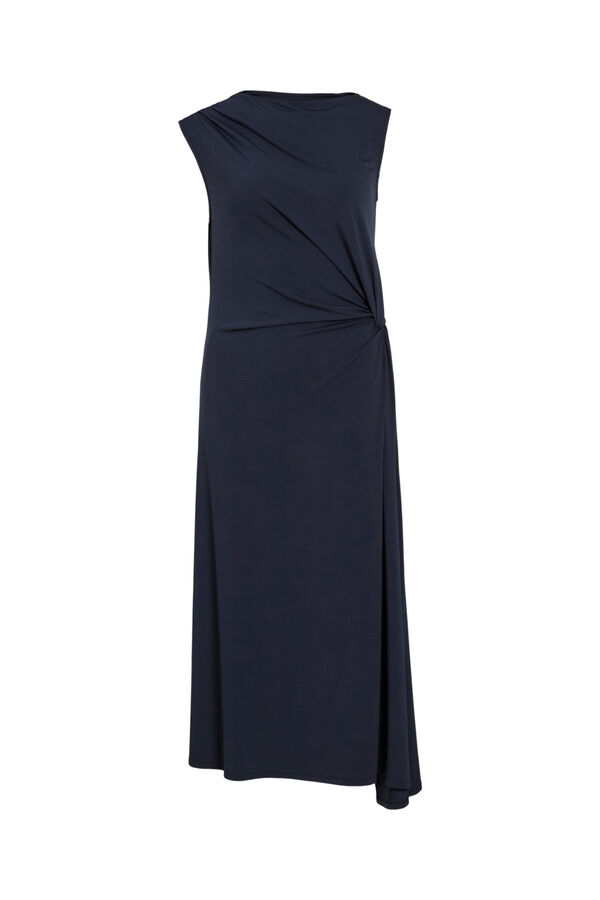 Vila Midi dress with side draping Navy