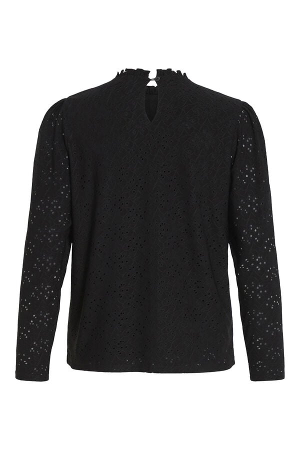 Cortefiel Round neck jersey-knit blouse Black