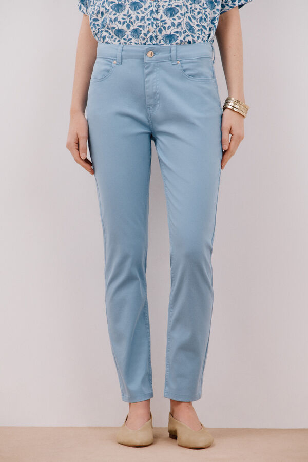 Cortefiel Colored cropped skinny pants Blue