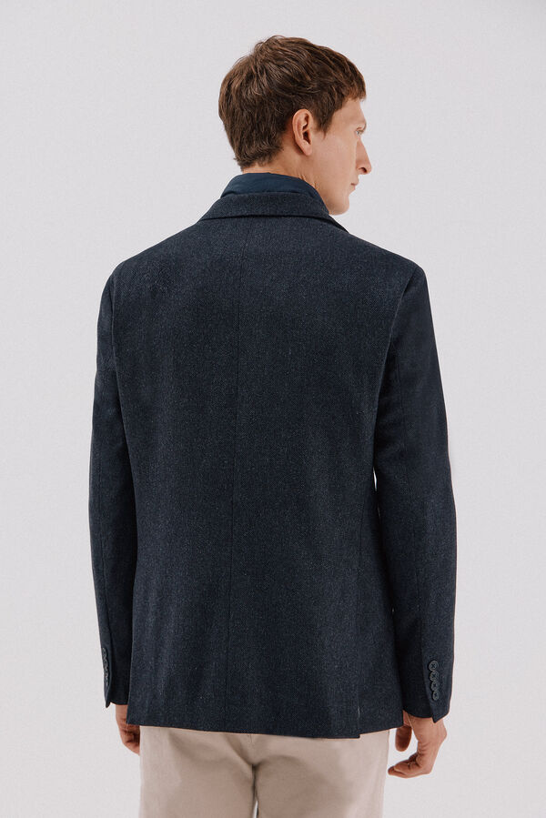 Cortefiel Wool blazer with removable lining Navy