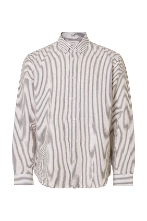 Selected Camisa de manga comprida em linho Branco