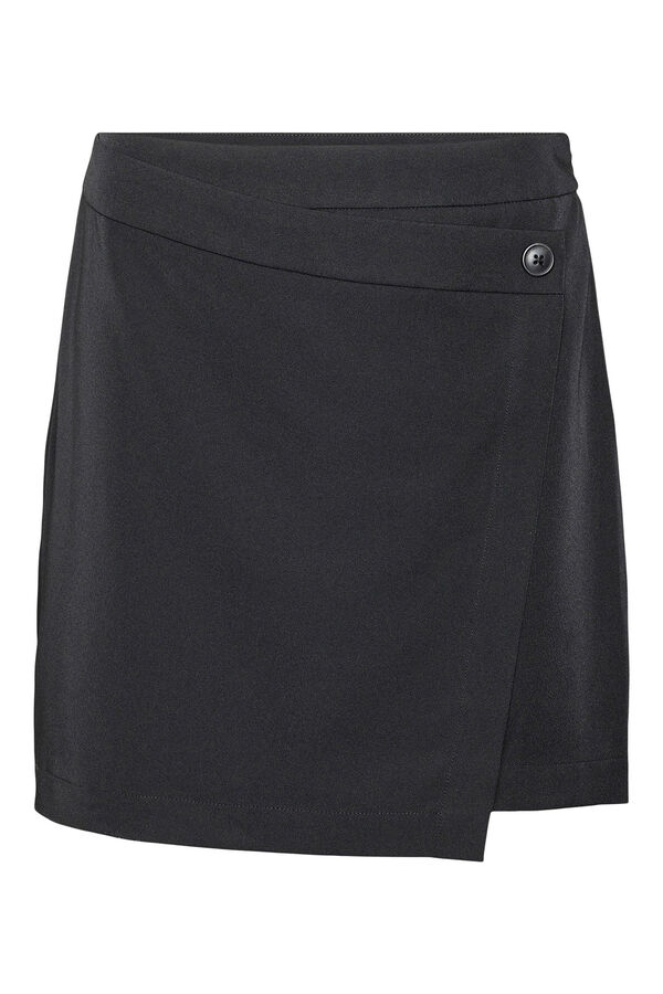 Cortefiel Short print wrap skirt Black