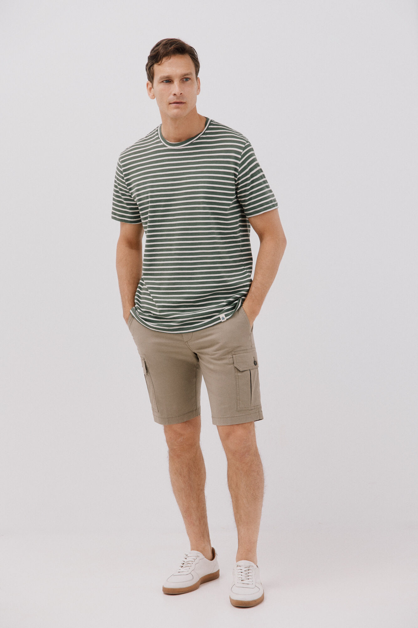 Cortefiel Striped slub T-shirt