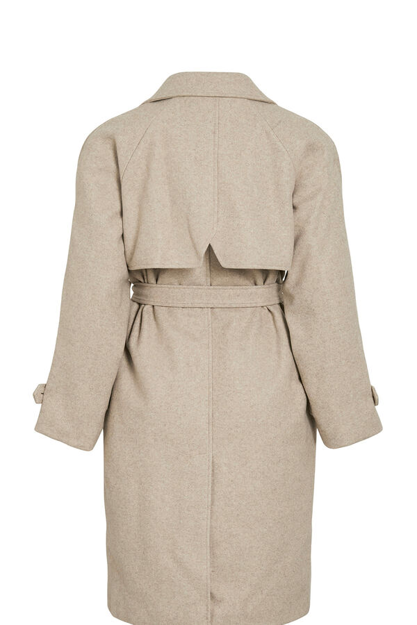 Vila Sobretudo longo de pano com nós Tostado