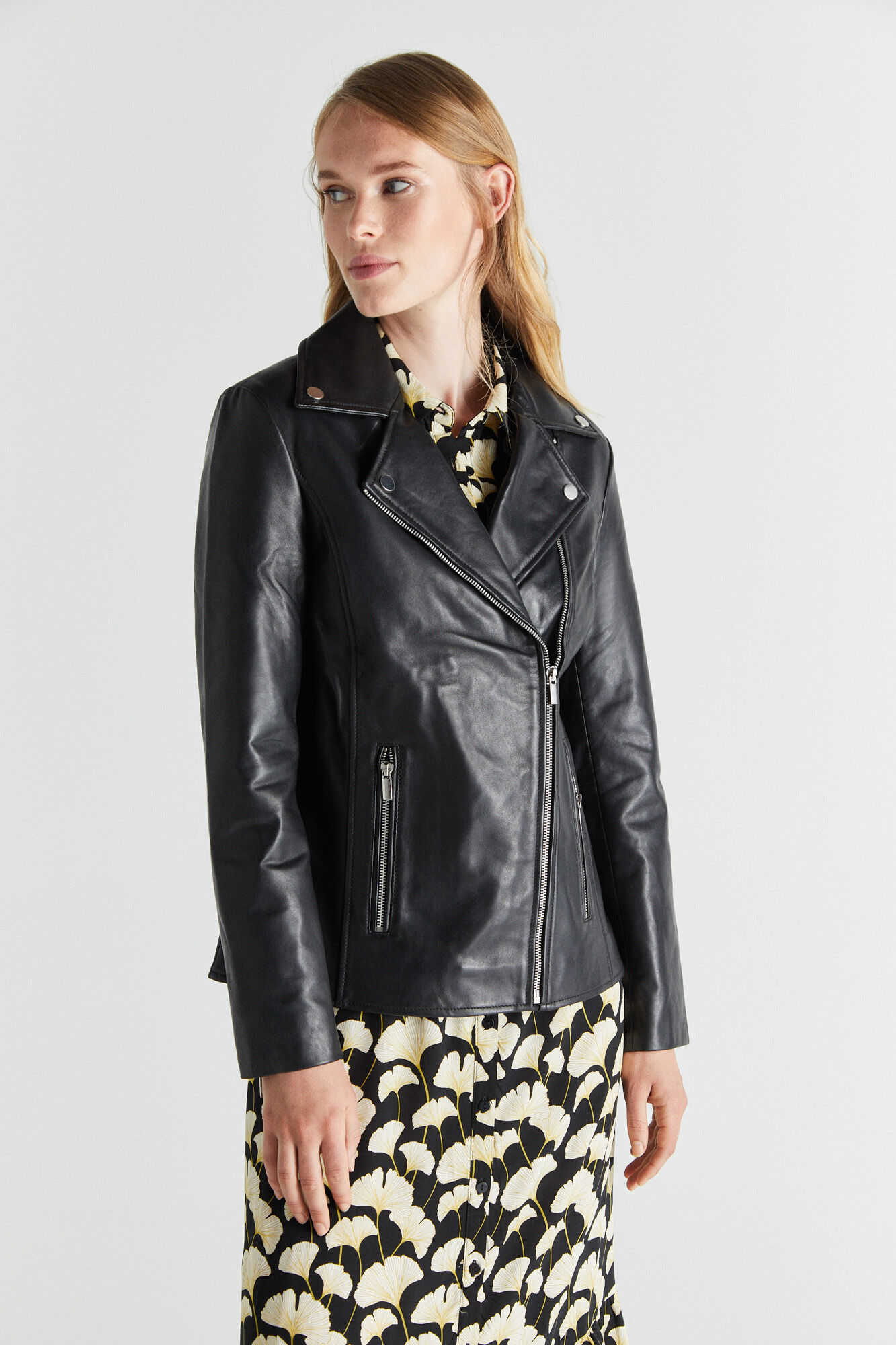 Cortefiel leather jacket on sale