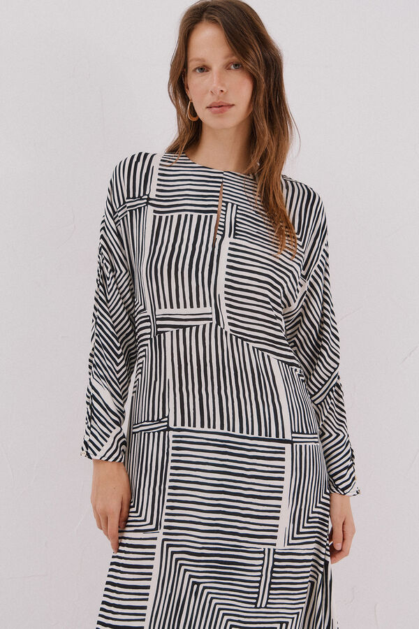 Cortefiel Printed midi dress Printed white