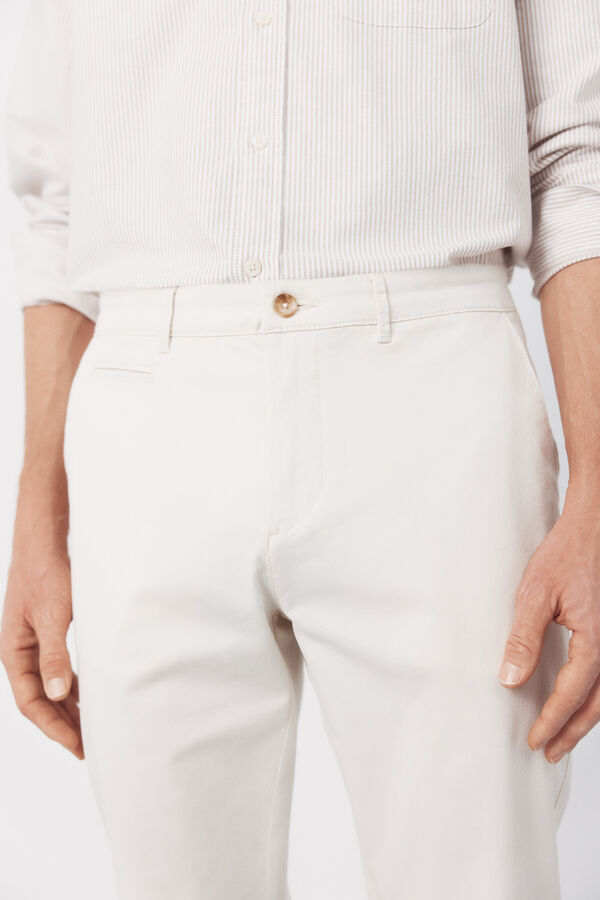 Cortefiel Slim fit lightweight chinos Ivory