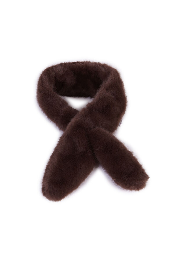 Cortefiel Faux fur crossover neck Dark brown