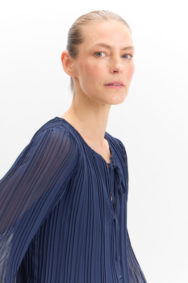 Cortefiel Printed pleated blouse Navy