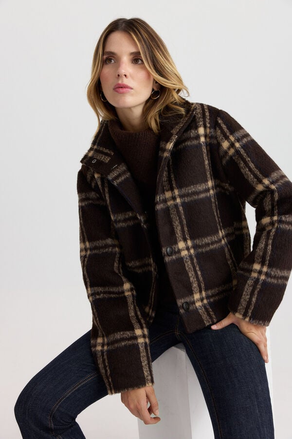 Vero Moda Casaco curto aos quadrados Castanho
