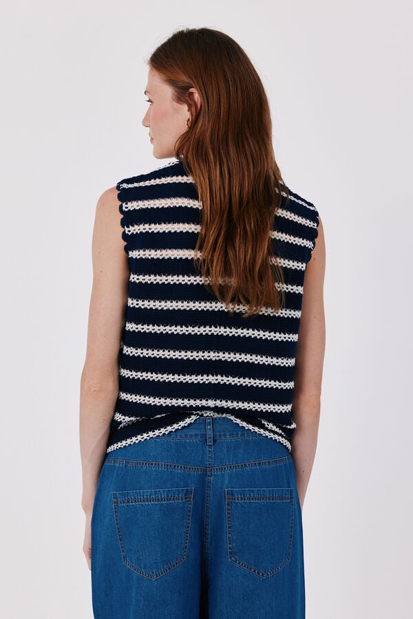 Cortefiel Striped sleeveless top Blue