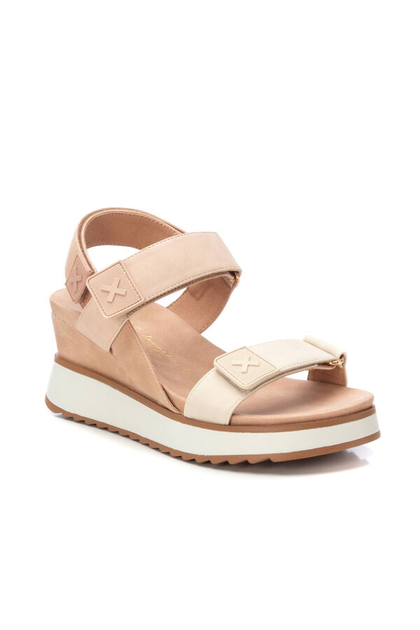 XTI Women's wedge sandal with adhesive strap Nude