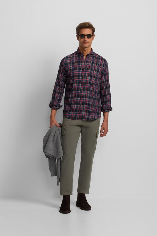 Silbon Camisa esportiva xadrez tartan bicolor Granada