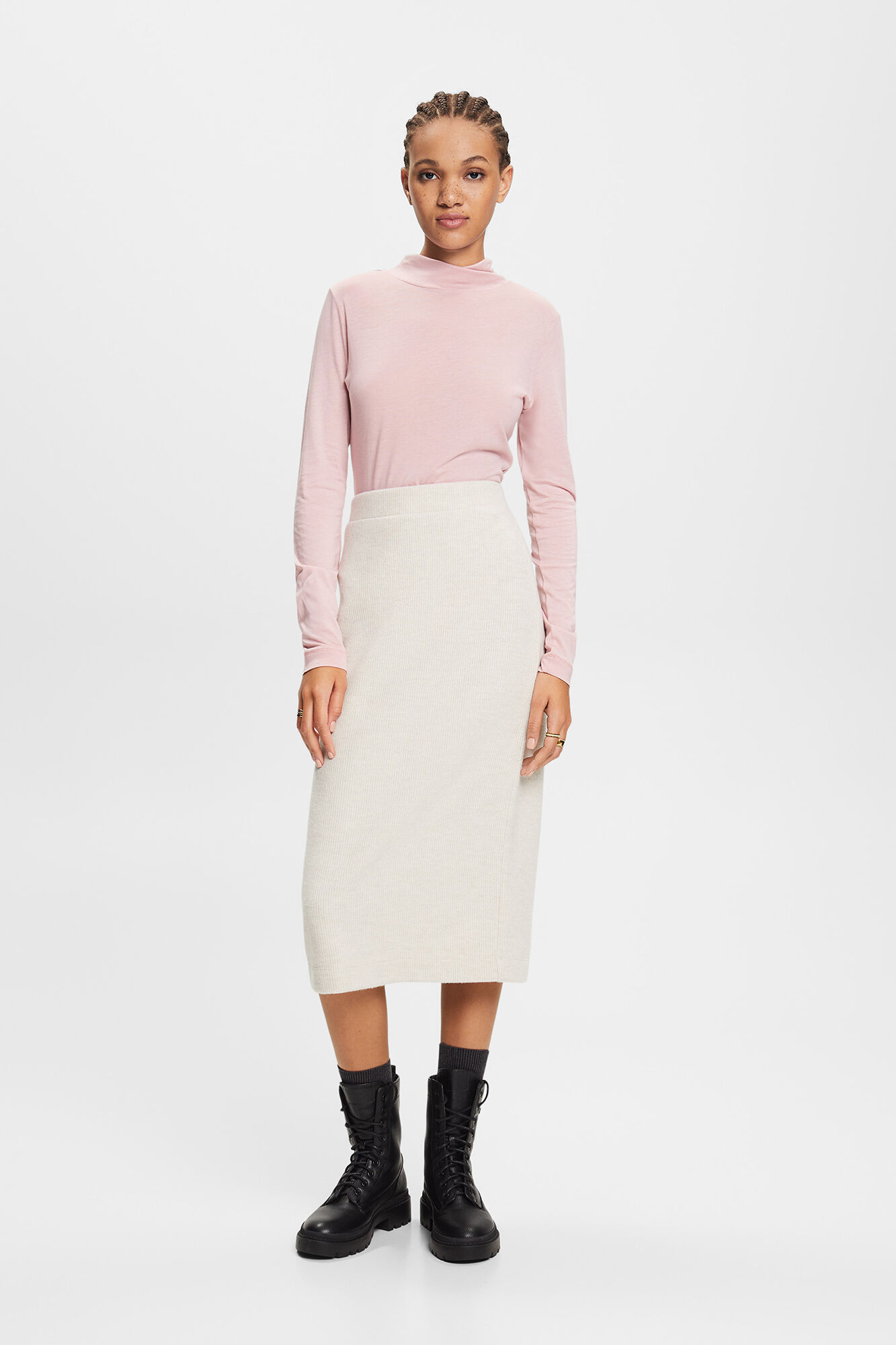Tailored jersey knit midi skirt Women s skirts Cortefiel