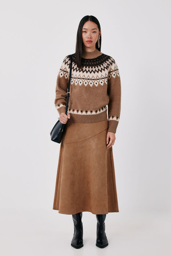 Cortefiel Positional jacquard jumper Beige