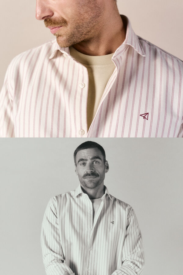 OOTO camisa oxford riscas de manga comprida Granada