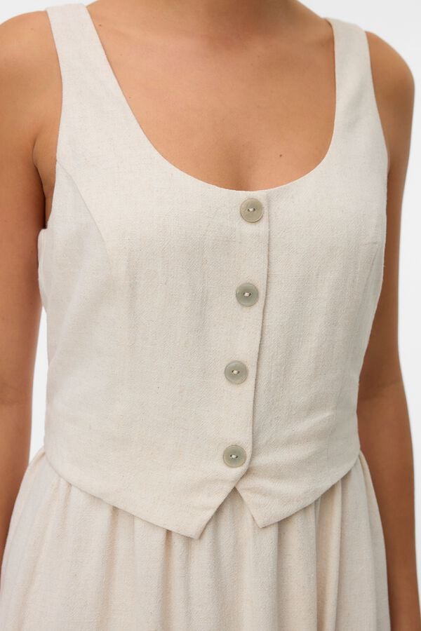 Vero Moda Vestido curto em linho Tostado