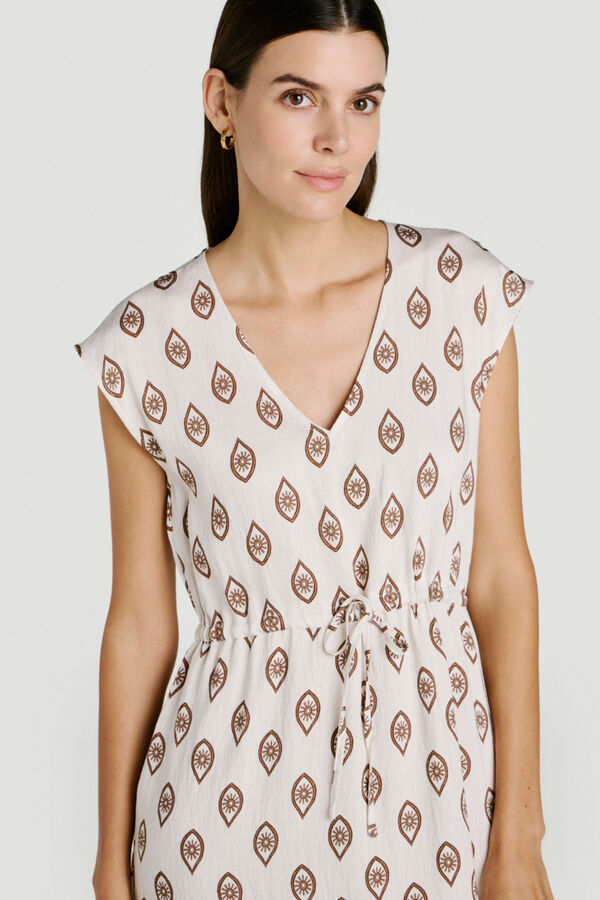 Vila Vestido midi estampado em viscose Impress&atilde;o