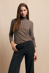 Slowlove Camiseta cuello alto melange Estampado azul