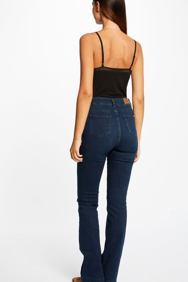 Morgan Top de al&ccedil;as finas com faixas de renda Preto