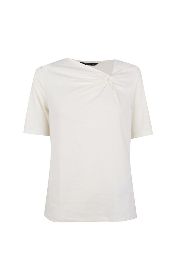 Cortefiel Knot neckline T-shirt White
