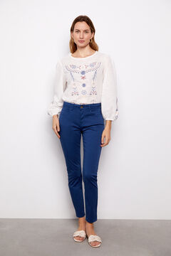 Cortefiel Coloured cropped-fit skinny trousers Blue jeans