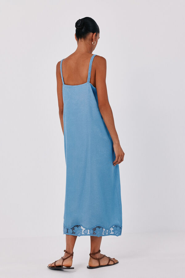 Cortefiel Vestido acetinado de lingerie Azul