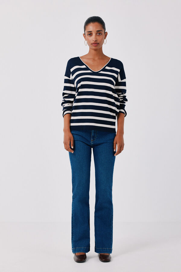 Cortefiel V-neck jumper Printed blue