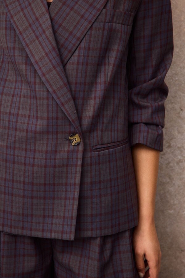 Slowlove Checked blazer Printed brown