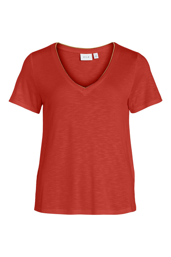 Vila Viscose short sleeve T-shirt Coral