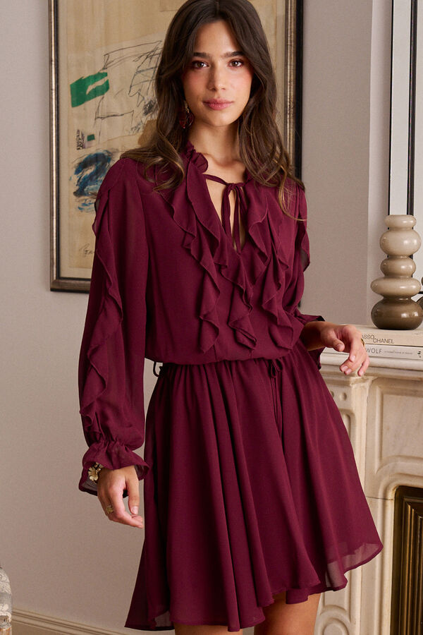 Polín Et Moi Vestido Vivi com babados Vermelho