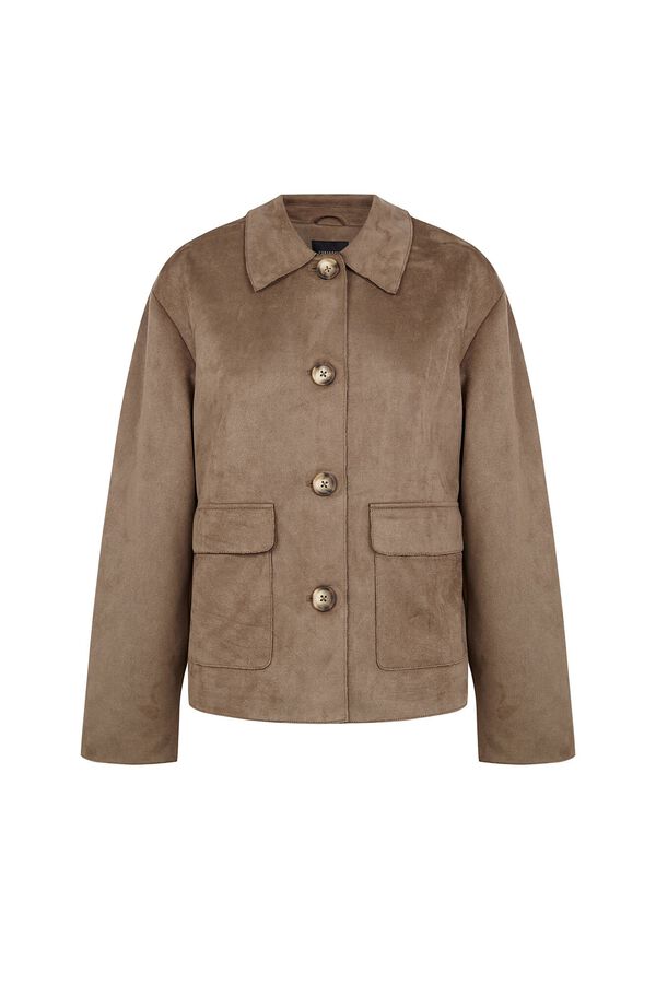 Cortefiel Suede -effect fabric jacket Kaki