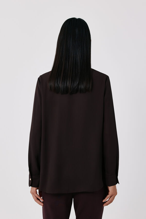 Cortefiel Crepe fluid shirt Dark brown