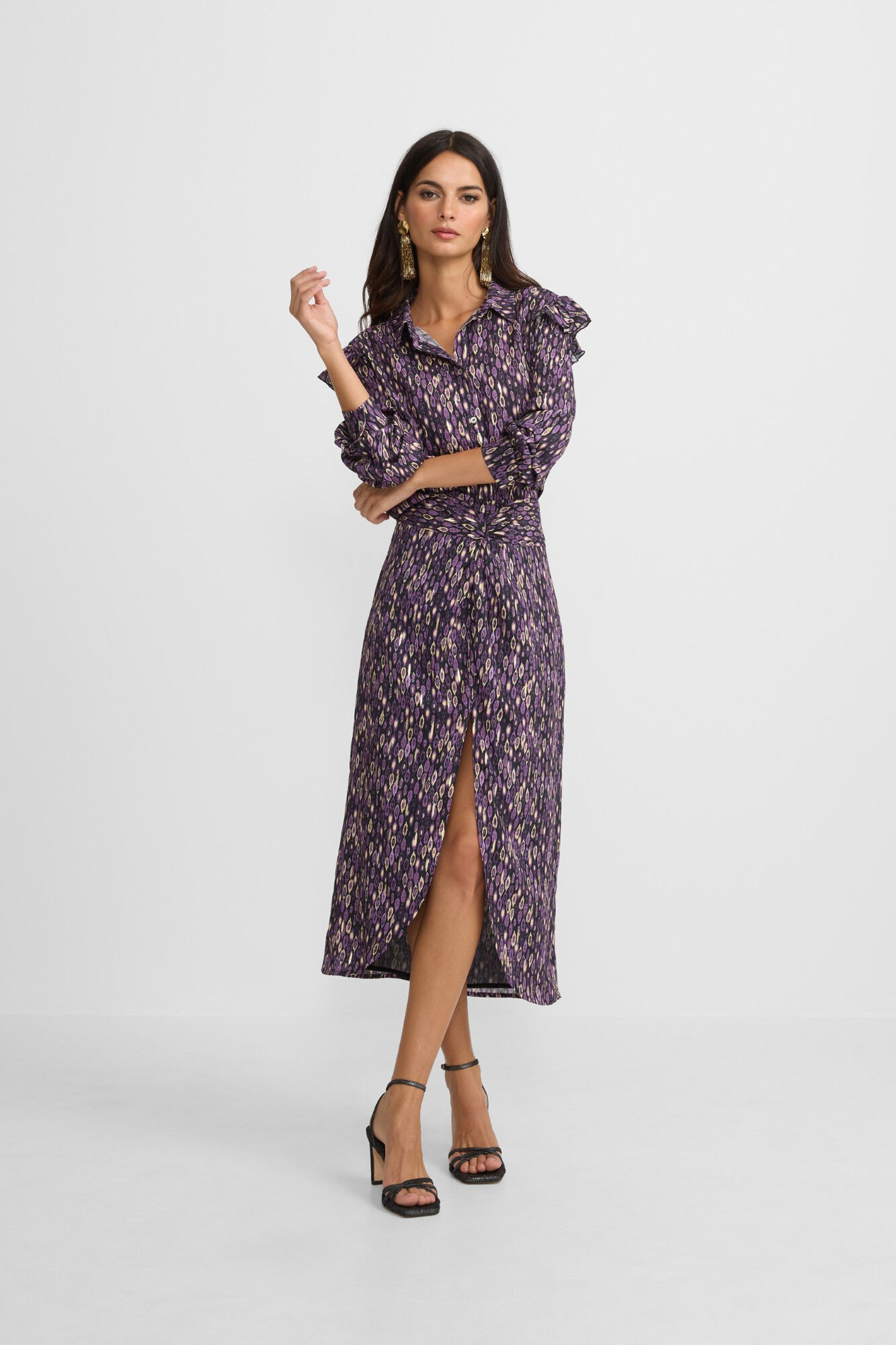 Silbon Falda midi abertura estampado ikat