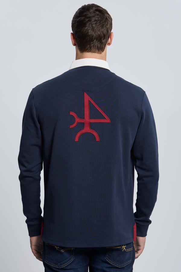 Valecuatro Polo de rugby 3 escudos Azul