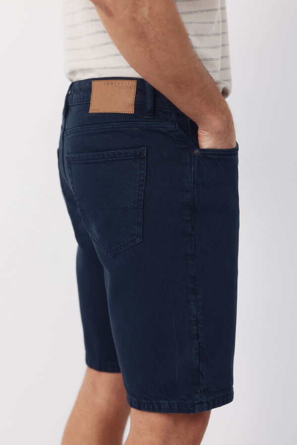 Cortefiel Regular color denim Bermuda shorts Navy
